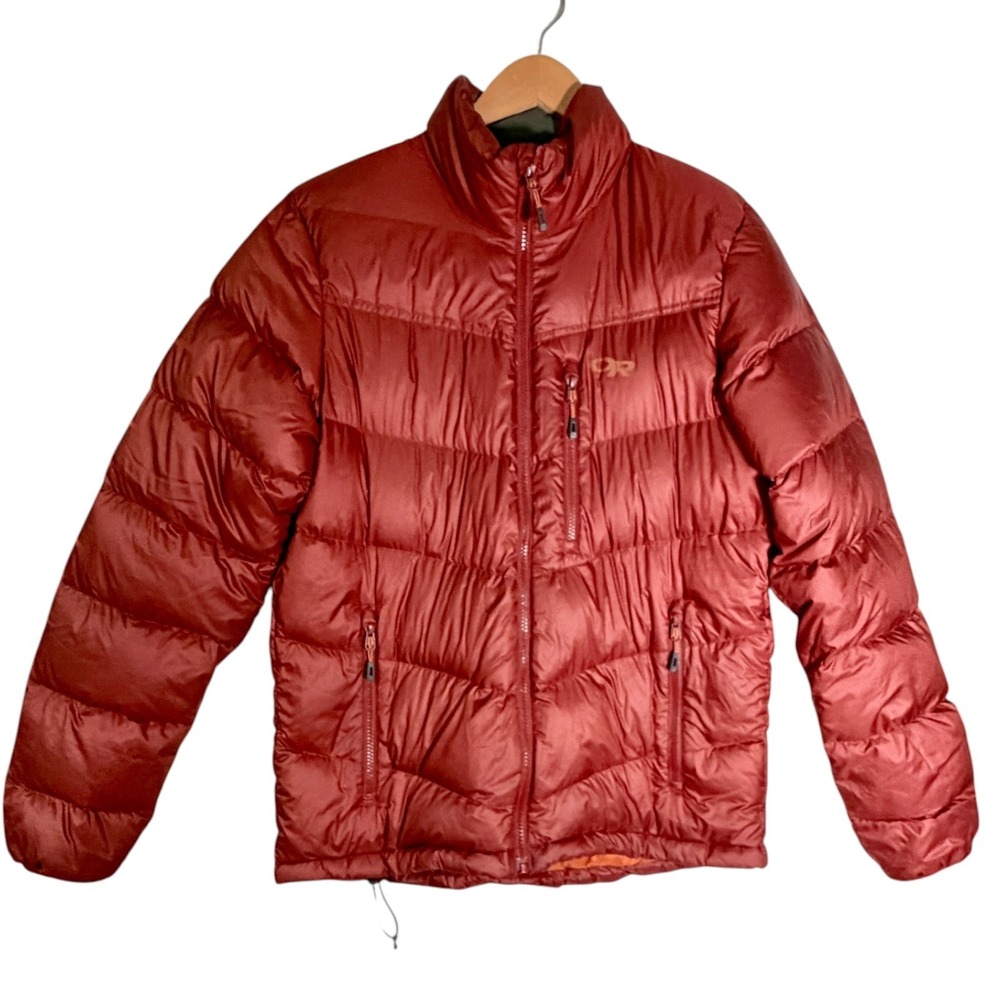 Outdoor Research Men's Transcendent 800 Down Full Zip Puffer Jacket Red Medium